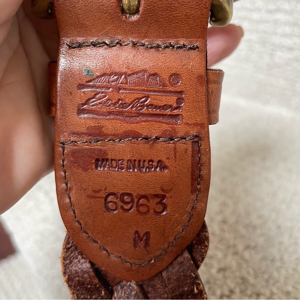 Eddie Bauer Braided Leather Solid Brass Buckle Be… - image 3